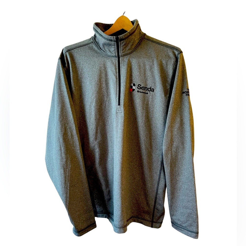 The North Face 1/4 Zip Sweatshirt Mens Large Pullover Embroidered Logo Gray